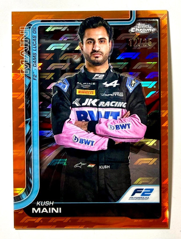 2025 Topps Chrome F1 Orange Logofractor Kush Maini #32 /25