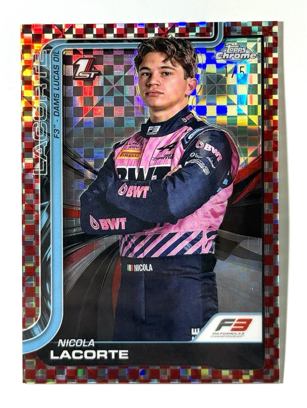 2025 Topps Chrome F1 Nicola Lacorte Red Checkered Refractor 1/5 #71 1st F3