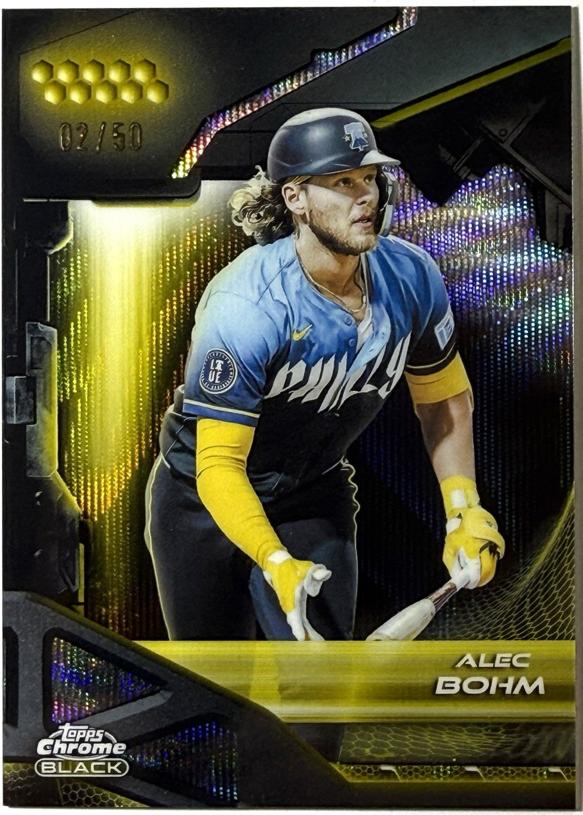 2026 Topps Chrome Black - Alec Bohm #180 Gold Wave Refractor /50