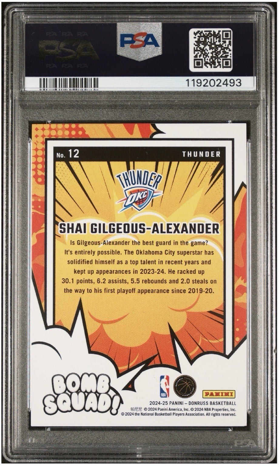 2024-25 Panini Donruss - Bomb Squad Shai Gilgeous-Alexander #12 Holo Blue &…