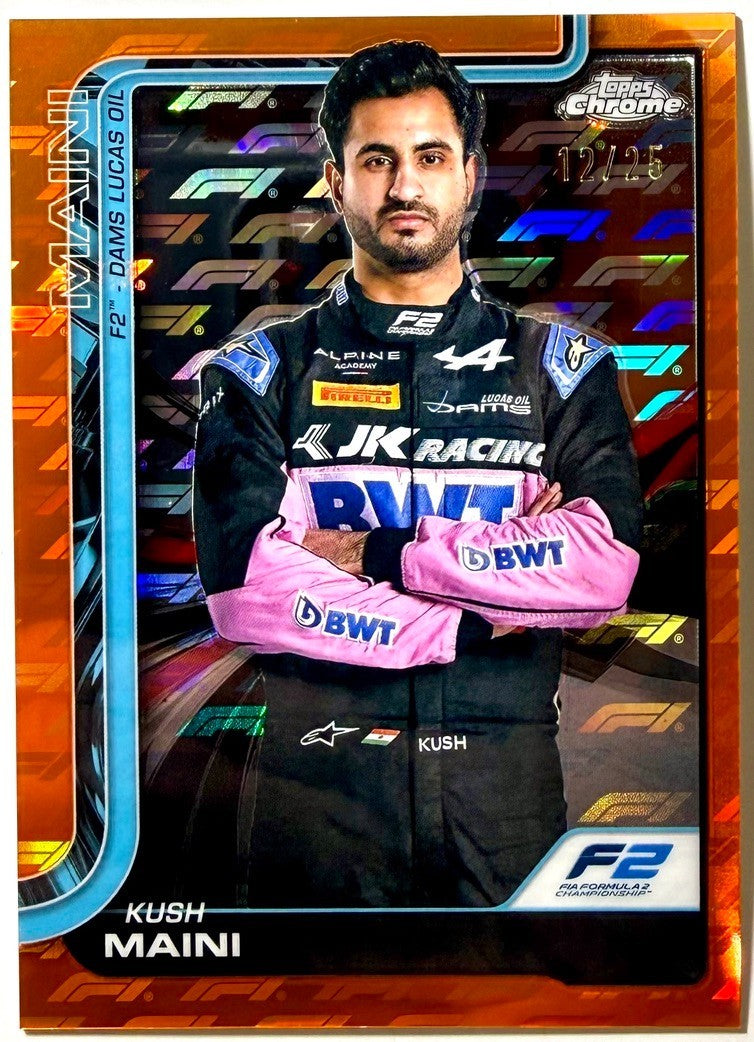 2025 Topps Chrome F1 Orange Logofractor Kush Maini #32 /25