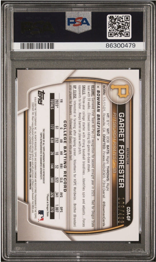 2023 Bowman Draft - Chrome Prospect Autographs Garret Forrester #CDA-GF PSA10
