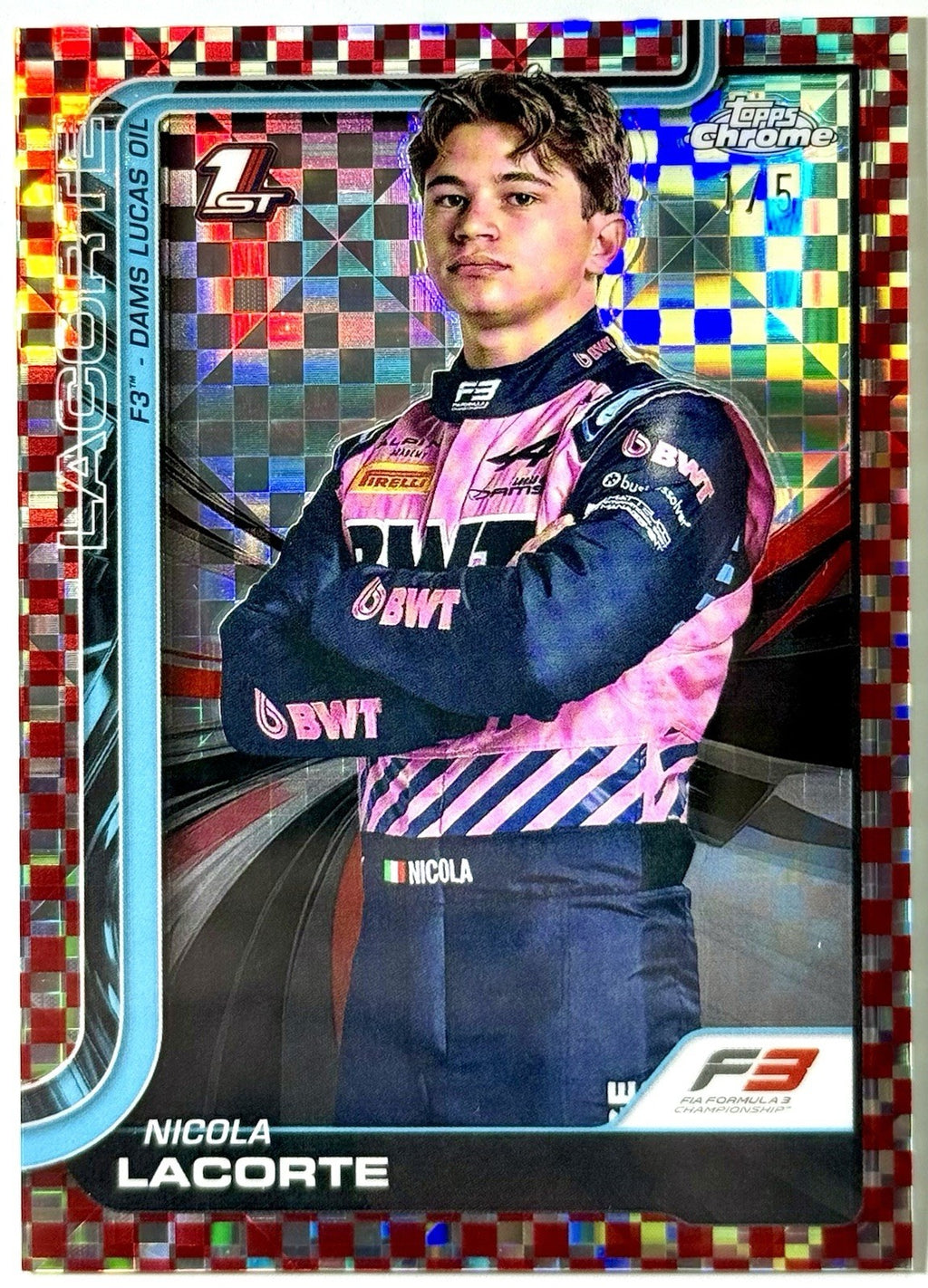 2025 Topps Chrome F1 Nicola Lacorte Red Checkered Refractor 1/5 #71 1st F3