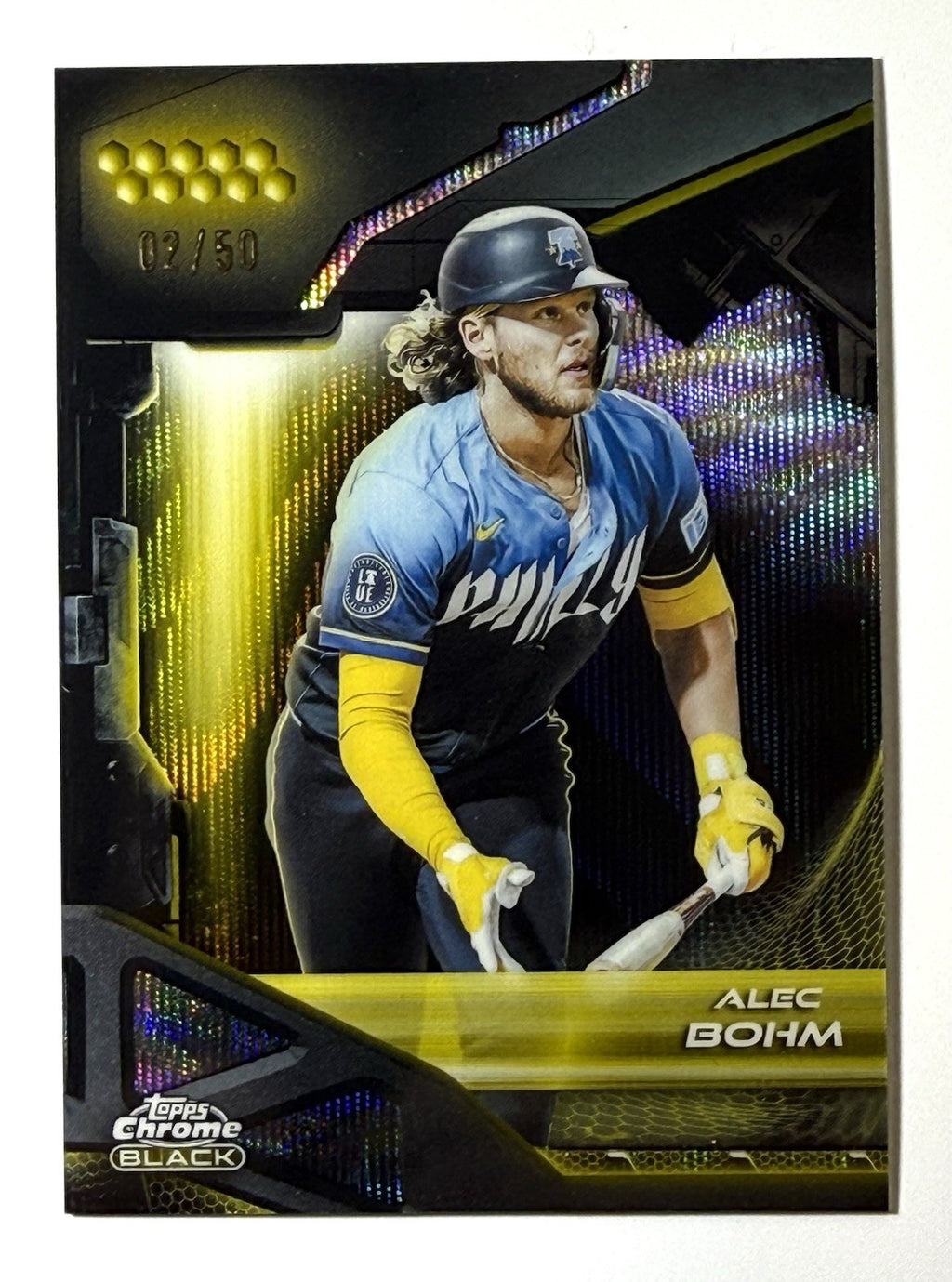 2026 Topps Chrome Black - Alec Bohm #180 Gold Wave Refractor /50