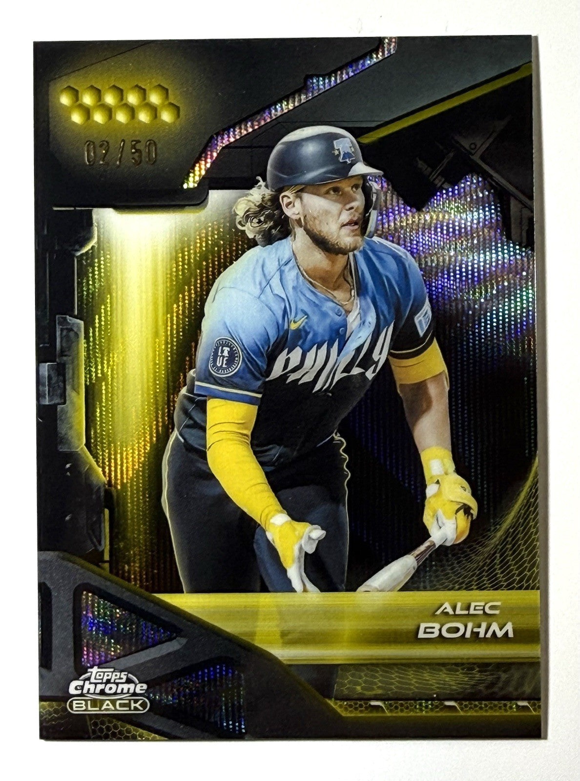 2026 Topps Chrome Black - Alec Bohm #180 Gold Wave Refractor /50