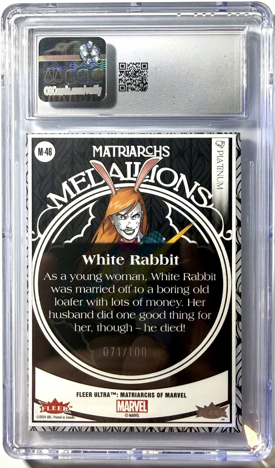 2024 Fleer Ultra Matriarchs of Marvel - White Rabbit Medallions - Platinum #M-46